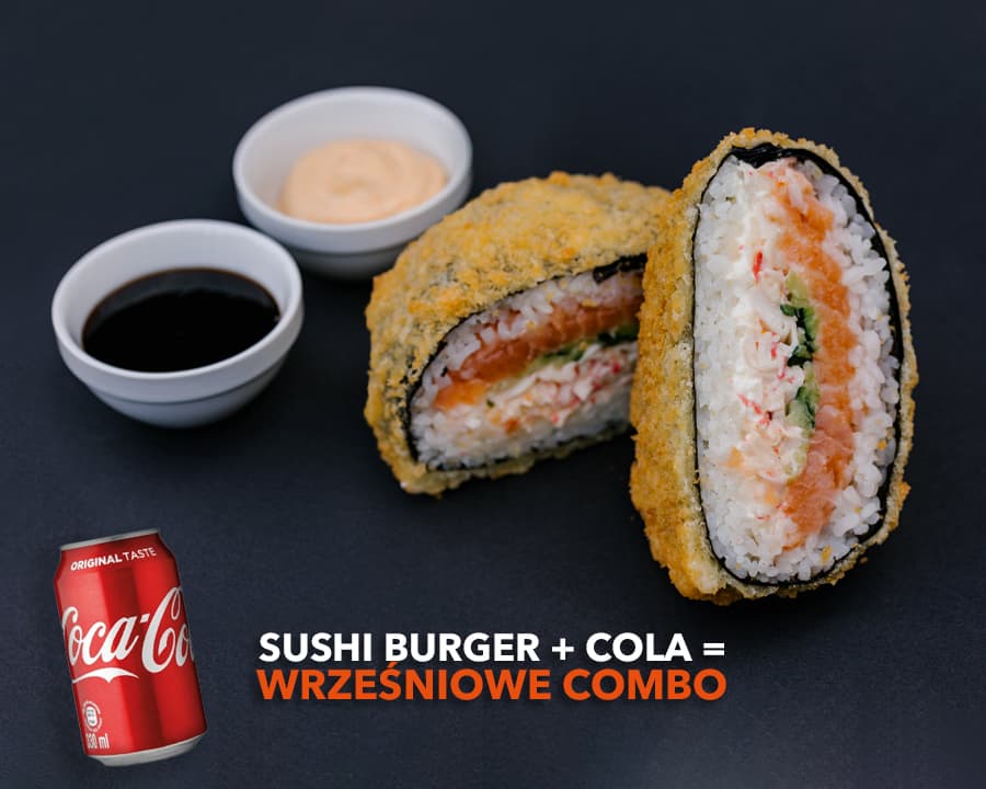 Sushi burger z łososiem i krabem