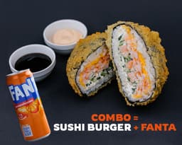 Sushi burger with shrimp + Fanta 0,33